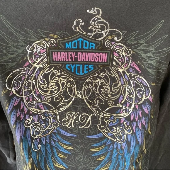 Harley Davidson graphic long sleeve women’s black shirt size large - Picture 2 of 4